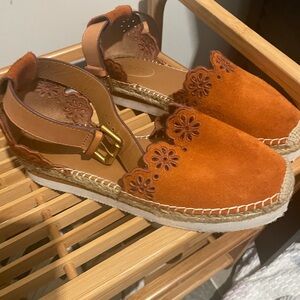 See by Chloe - Orange Suede Women's Espadrille Sandals